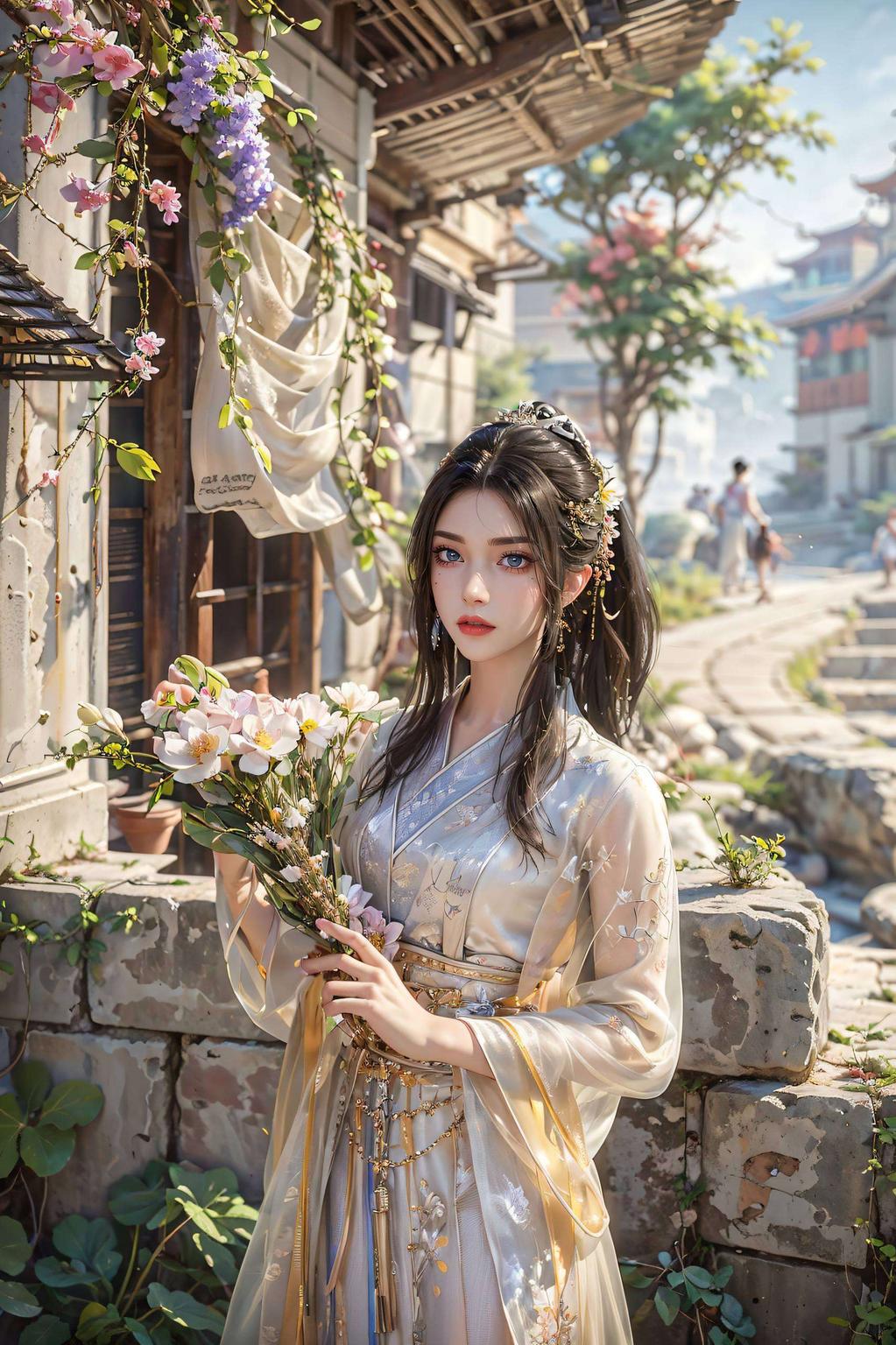 清雪灵动舞姿绿意盎然中