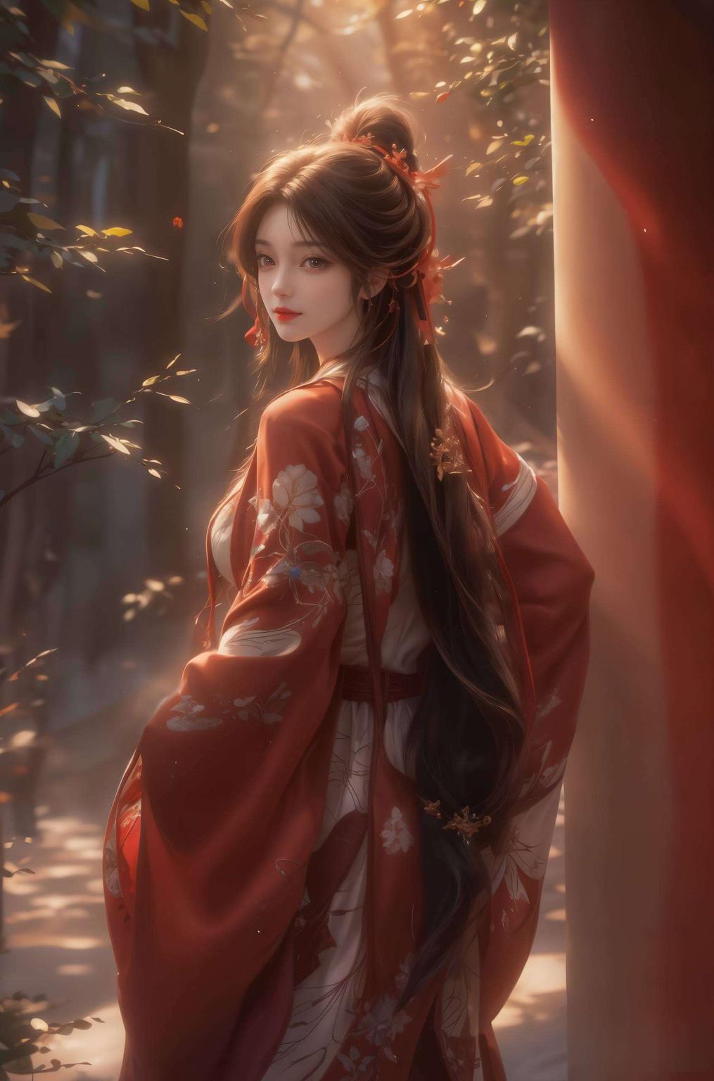 浪漫满屏！一袭红衣火灵儿古风婚纱