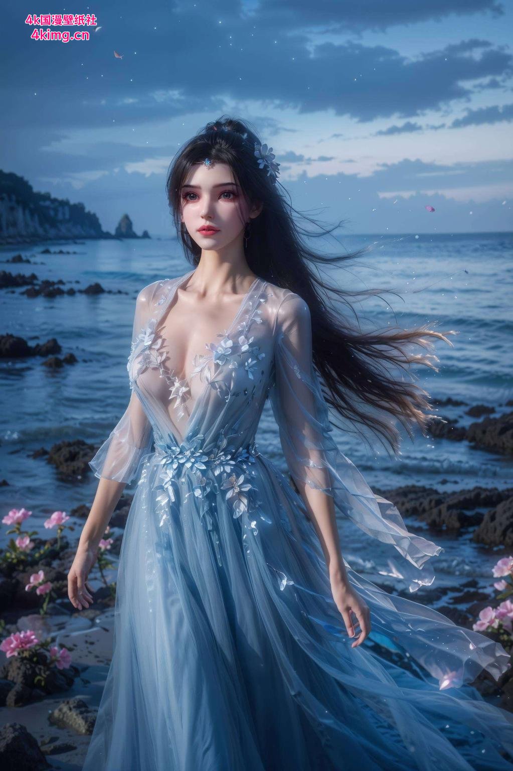 碧海蓝天椰林摇曳