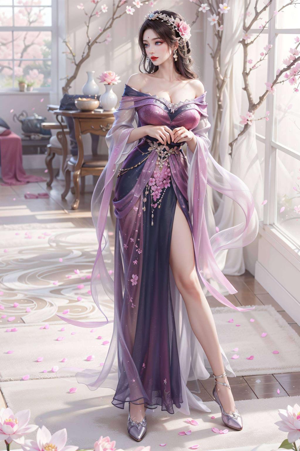 这期的免费高清壁纸图中月婵披着华丽婚纱