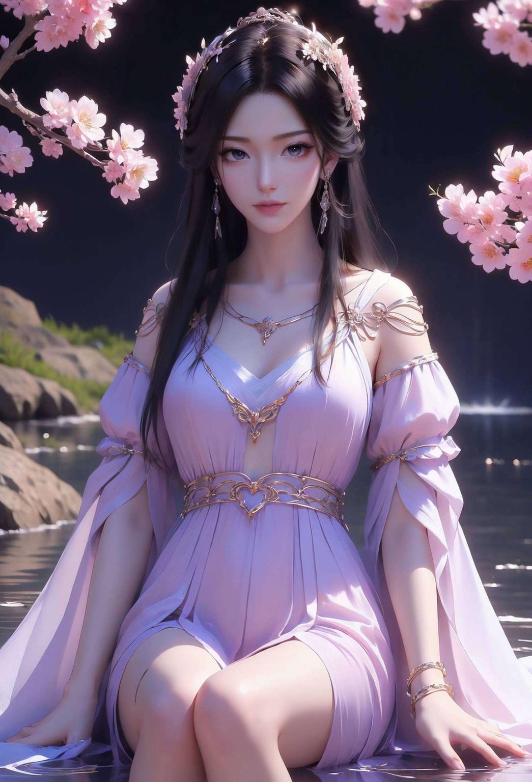 尽显礼服的精致纹理紫灵身着礼服的优雅身影